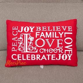   Piros téglalap alakú, félpárna, párna, díszpárna Valentin napra