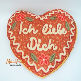 Karácsonyi mézes mintás szívpárna, formapárna, párna 