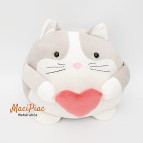 Puha plüss cica szívvel, nagyon cuki (párna)