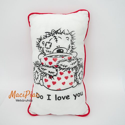 Téglalap alakú párna, díszpárna Do I LOVE YOU felírattam Me Tu You maci mintás 