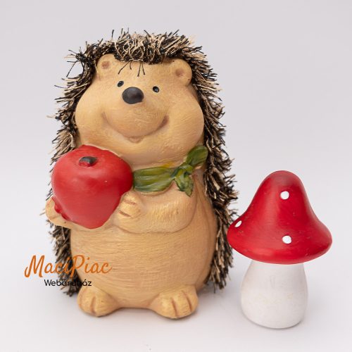 Sün, süni, sündisznó mérges gombával nipp, figura (kerámia) szettben