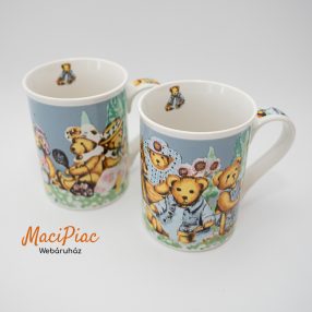   Maci, mackó mintás porcelán kávés bögre 2 db Gyűjtői darabok! Jelzett  DOMESTIC 