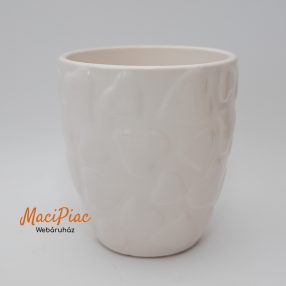 Fehér porcelán kaspó szív dombor mintás