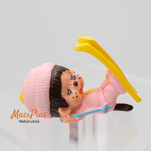 Gumi eredeti vintage Sekiguchi 1979 Moncsicsi figura sielő lány (sárga síléces) Japán Jelzett!