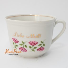   Vintage porcelán virág mintás arany szegélyű bögre Liebe Multti Austria WILHELMSBURG