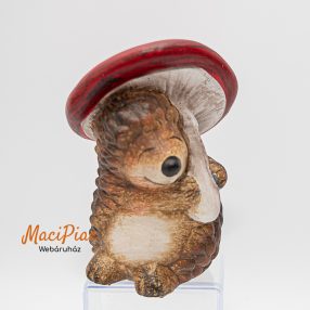   Sün, süni, sündisznó mérges gombával nipp, figura (kerámia) új