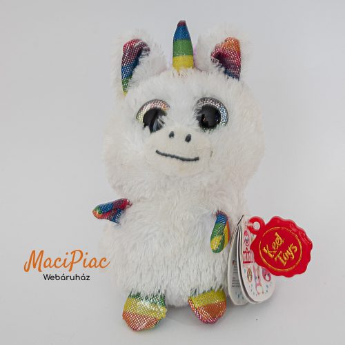 Plüss fehér csillagó szemű kicsi unikornis Keel Toys mini motsu