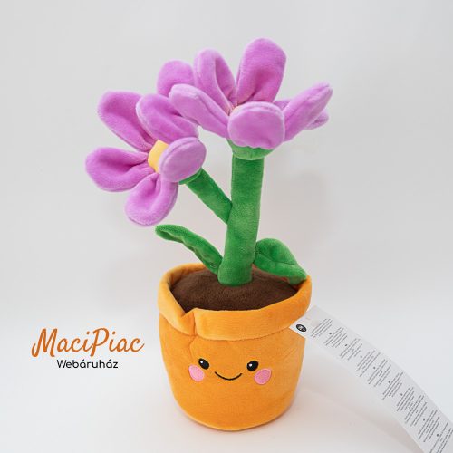 Rózsaszín 2 ágú plüss cserepes virág Új!