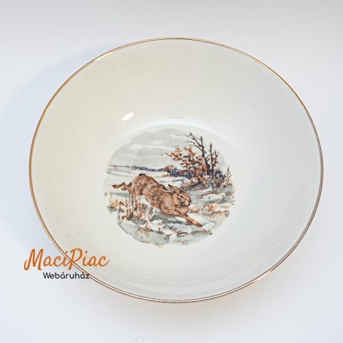 Porcelán vintage tál, vadásztál, tálalótál vadászat motívummal 1980 Német Jelzett!