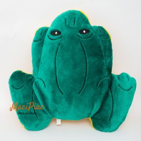 Plüss zöld béka alakú párna, formapárna H&Y magyar