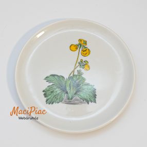   Porcelán kis mini gyüjthető tányér sárga virág mintával vagy botanikai nyomattal Johann Zeltmann 1945 Bavaria