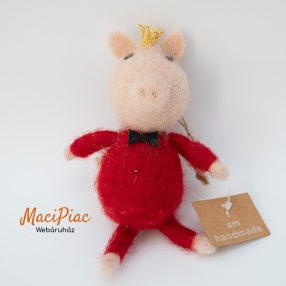   Királyi koronás gyapjú malac, malacka dekoráció Kézi munka! Handmade címkés