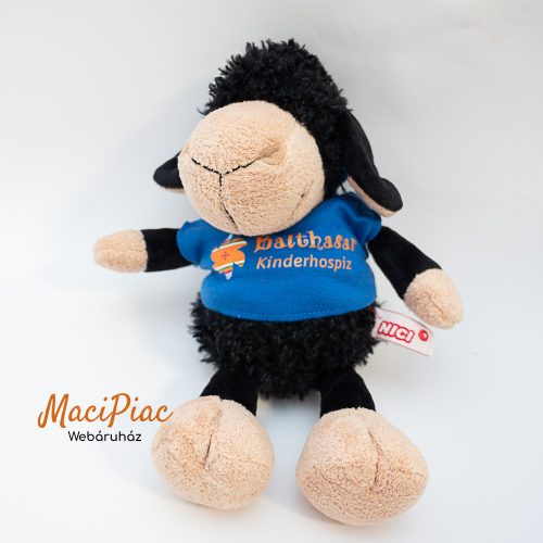 Plüss Nici fekete bari, bárány kapucnis pólóban Balthasar felírattal