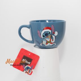   Mikulás sapkás Stitch Disney 2025-ös karácsonyi porcelán kék bögre új