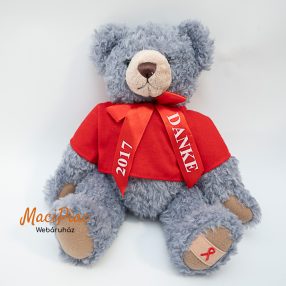   Szürke plüss maci AIDS Teddy piros pólóban 2017 Német SPIELTIERE CLEMENS 