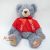 Szürke plüss maci AIDS Teddy piros pólóban 2017 Német SPIELTIERE CLEMENS 