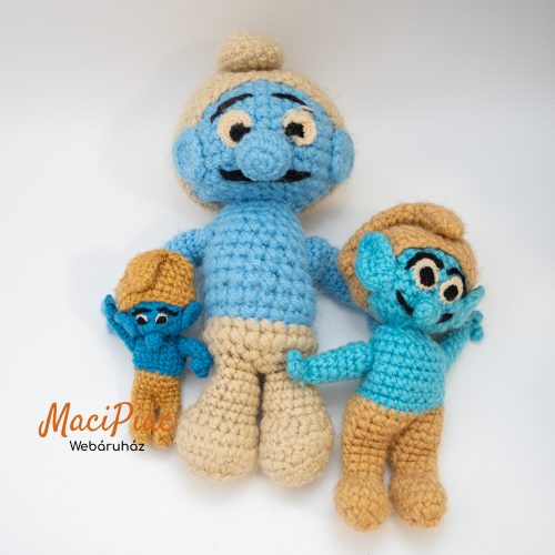 Kötött, horgolt, amigurumi hupikék törpikék 3 db Kézi munka!