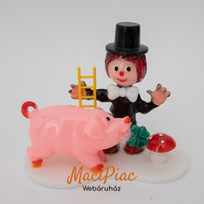   Szilveszteri szerencsehozó kéményseprő figura malaccal (műanyag)