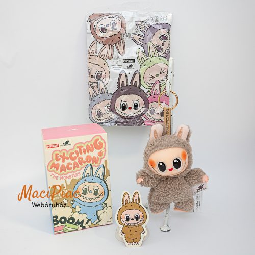 Dobozos világos barna, karamell színű EXCITING MACARON THE MONSTERS labubu kulcstartó THEMONSTERS  POP MART (Vinyl Face) Neve: álló Taffe Replika Új!