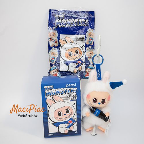 Dobozos világos fehér színű PEPSI THE MONSTERS labubu kulcstartó THEMONSTERS  POP MART (Vinyl Face) Neve: álló Surprise shake Replika Új!