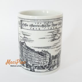   Vintage porcelán tároló, tartó jelzett 1819-1969  Jahre Retro gyűjtői Erste bank 150 élves jubileumi körben fekete-fehér grafika