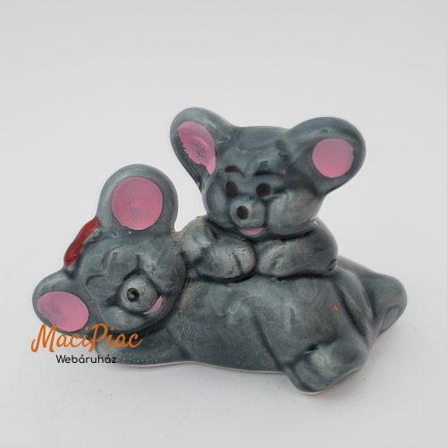 Egér mama, kicsinyével porcelán figura, nipp