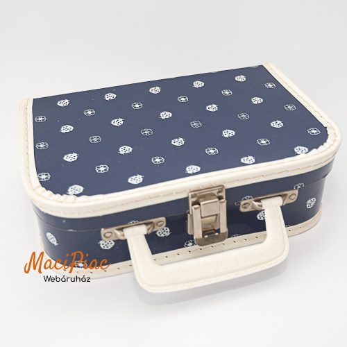 Kis kék bőrőnd, koffer, táska katicabogár mintás
