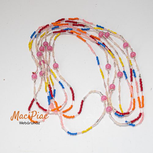 Üveg gyöngyös nyaklánc 152 cm hosszú (színes)