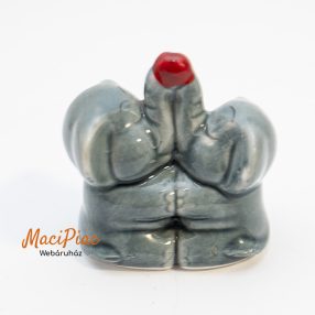 Porcelán mini elefánt pár nipp (felefelé orrmánnyal)