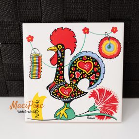   Vintage Rooster 1980-as évekbeli portugál vidéki kerámia felikép Reber IX szignált parafa 