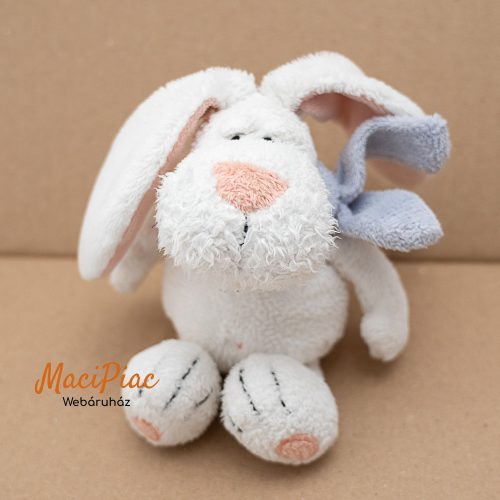 Plüss fehér Nici Toys nyúl, nyuszi kék sállal