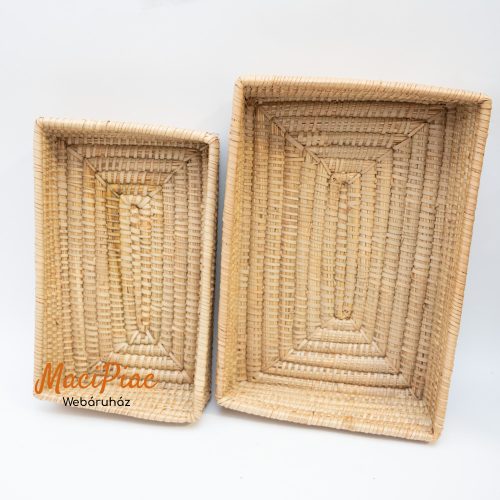 Fonott szögletes kosár Rattan Tray rattan tálca 2 db