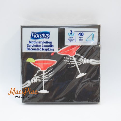 Halloweeni fekete szalvéta Floralys 33x33 cm 40 darabos 3 rétegű Új csomag