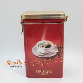   EDUSHO röstfrisch téglalap alakú felhajtható csatos tetejű kávés fém doboz Austria (aroma zárós)