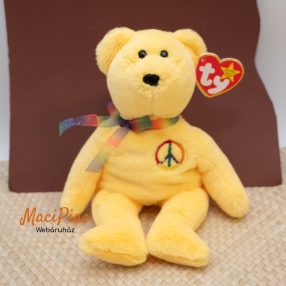   Plüss finom puha békejel himzéses újfajta maci TY Peace Bear II - Eredeti Beanie Babies- Reg 2023