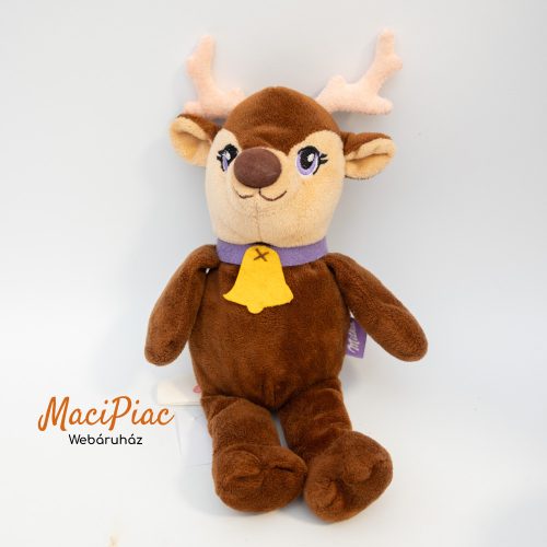 Plüss Milka őz, őzike vagy szarvas sárga filc csengővel a nyakában