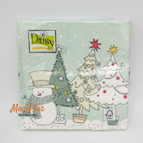   Hóember karácsonyfa mintás zöld Karácsonyi szalvéta Daisy új! 3 rétegű 33x33 cm 20 db