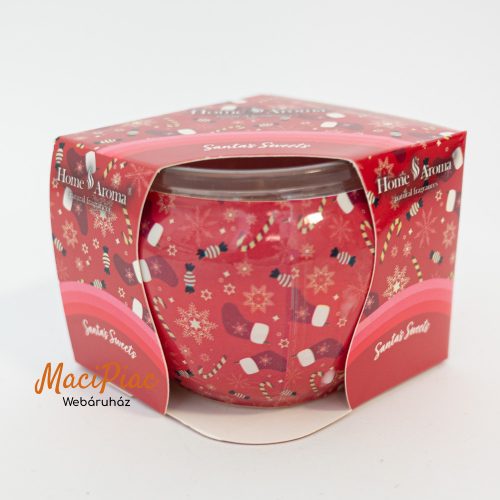Home Aroma Karácsony illatú illatgyertya, poharas illatmécses - díszdobozban Santas Sweets (Mikulás édességek) Különleges új Karácsonyi illat