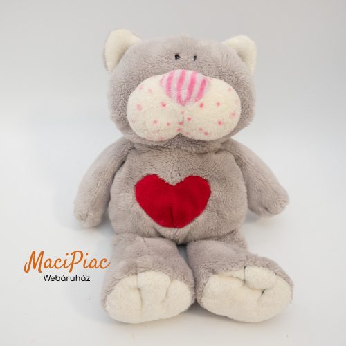 Plüss Ty Beanie Classic Kissycat szürke cica szívvel 2005 cica kollekcióból