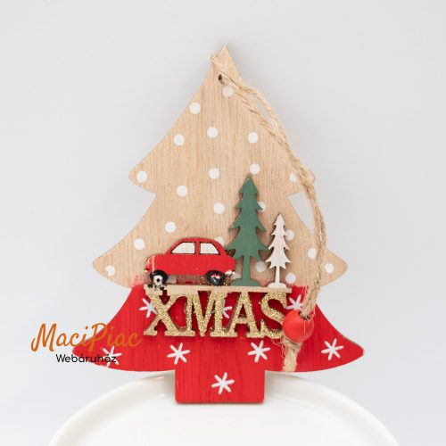 Karácsonyi  lézervágott fa XMAS felíratos tábla, dekoráció, akasztható  Új!