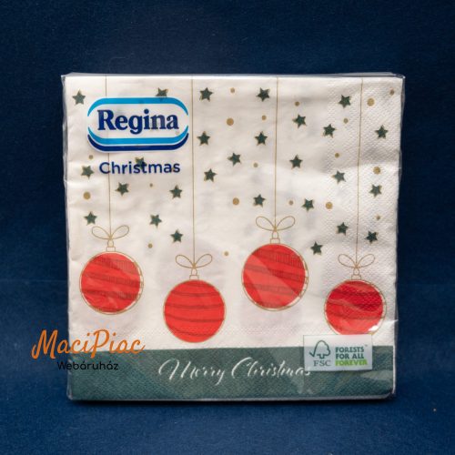 Karácsonyi gömbök mintás karácsonyi szalvéta 3 rétegű 33x33 cm Regina Új!