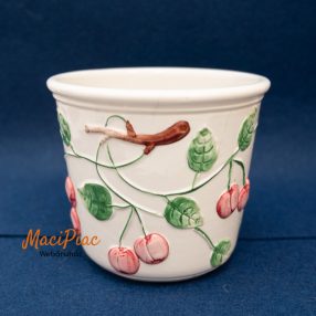   Cseresznye mintás régi porcelán kaspó (repedezett) Német!