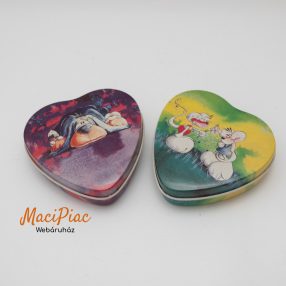   Szív alakú fém doboz, levehető tetővel Diddl mintával 2 db