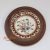 Kerek fa keretes fali dekor, kép, közepén kios tányér, virág mintás Jelzett!
