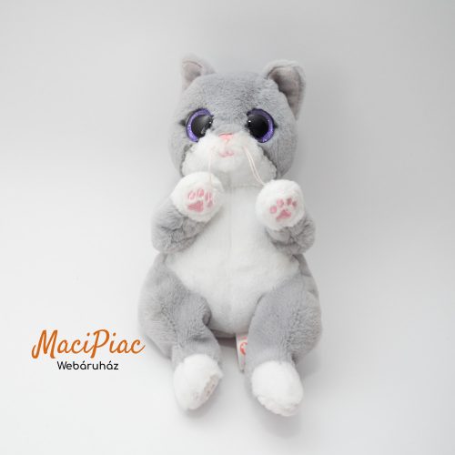 Plüss Ty Beanie Bellies - Morgan Grey Kitten szürke cica, macska lila csillogó szemekkel 2024 (extra puha)