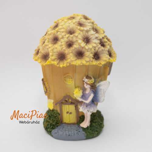 Polirezin anyagú tündérlak, tündérház tündérrel nipp, dísztárgy, szobor Új! Fairy Garden Forest Figurine Mini House 