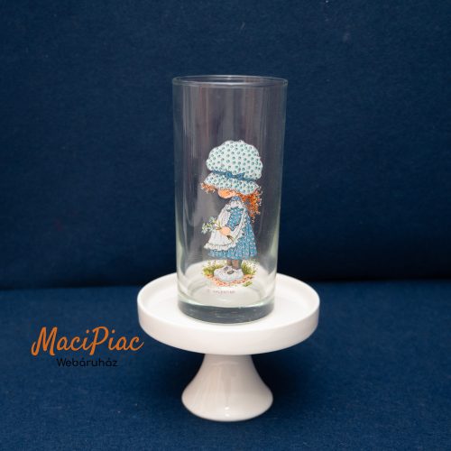 Vintage Holly Hobbie üveg pohár, 1967-1969, gyermekkori emlékek VALENTINE SARAH KEY 