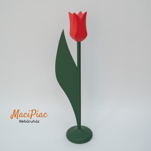Fa virág dekoráció, piros tulipán 