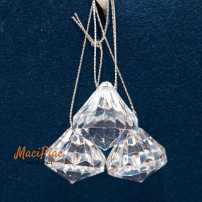   Akril függődíszek előre megkötött ezüst metál akasztófonallal, klasszikus, hagyományos, luxus karácsonyi dekoráció 12 db