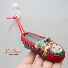   Papucs kerámia karácsonyi dekorációk Mikulás mintás akasztható Régi Német